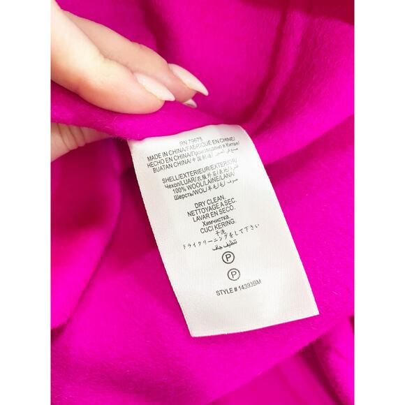Bcbgmaxazria Emma Neon Pink Wool Linerless Wool Coat Large - Picture 10 of 10